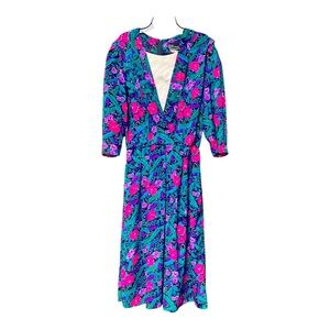 Vintage Breli Floral 80's Dress USA Made Size 16